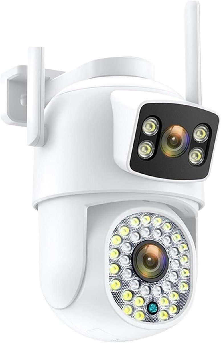 Beveiligingscamera Dubbele Lens - Wifi Camera Buiten - Woning Beveiligen - AI Mensdetectie - 6MP 4K Resolutie - Wit