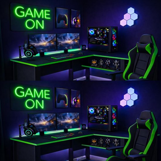 Gaming bureau - Hoekbureau thuiskantoor - Geconcentreerd werken gamen - L-vormige constructie - 150x140 cm - Zwart groen — afbeelding 3