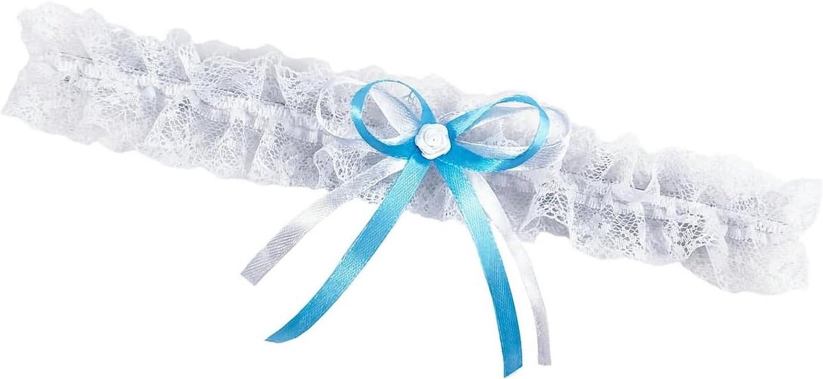 Bruid Kousenband - Iets Blauw - Bruiloft Accessoire - Delicaat Kant - Standaard Maat - Blauw