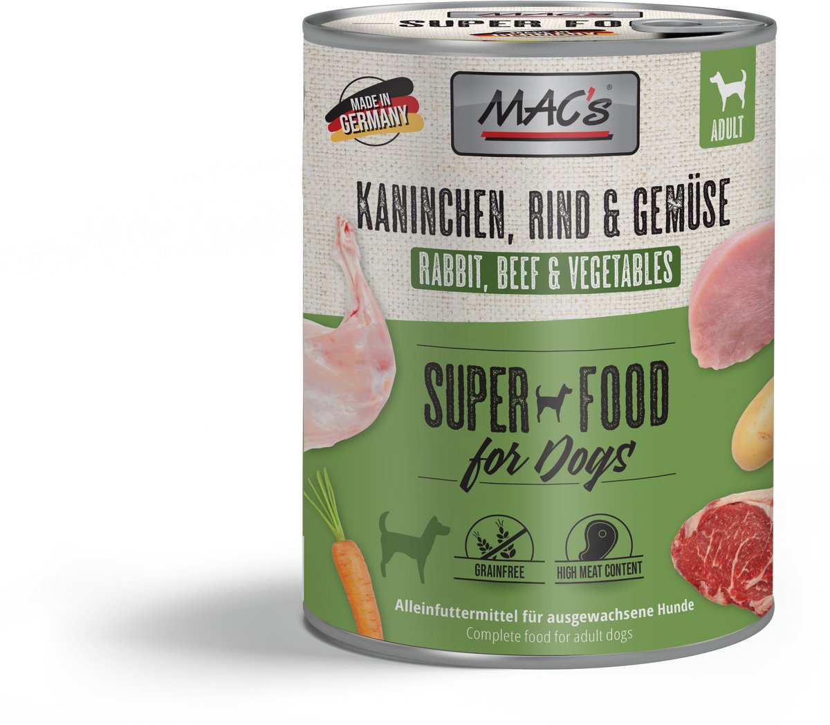 MACs MAC's Hondenvoer Natvoer Blik - 70% Konijn & Groente - 6 x 800g
