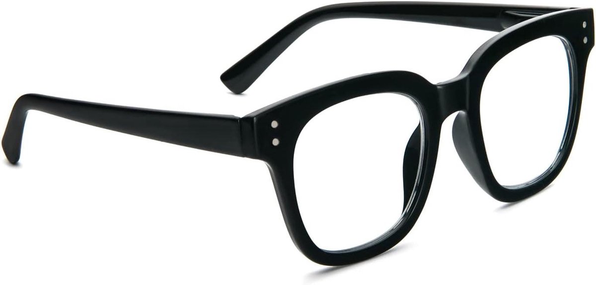 Leesbril Dames - Computerbril Vrouwen - Ogen Beschermen - Blauw Licht Filter - Oversized Vierkant - Zwart