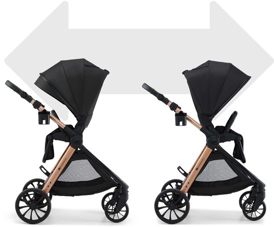 Kinderkraft VESTO 2 - 3-in-1 kinderwagen - MINK PRO 2 autostoel + adapters - Omkeerbare zitting - Reiswieg EN1466 - Zwart van Kinderkraft — afbeelding 5