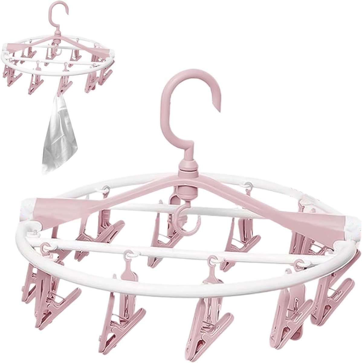 Ondergoedhangers om te drogen - Sokkenrek Clips - Kleding Luchten - 20 clips - Opvouwbaar - Roze