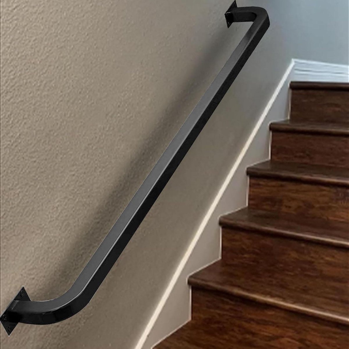 Trapleuning - Muursteun Leuning - Veiligheid Thuis - Gesmeed IJzer - 390cm - Zwart