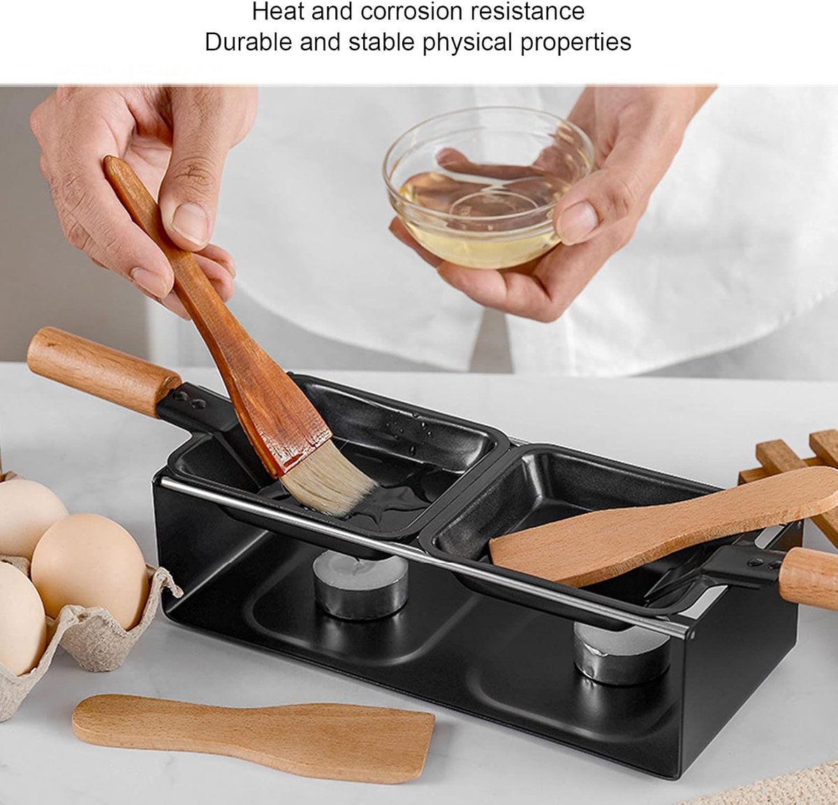 Kaas Smelter Set - Mini Grill Pan - Snacks Bereiden - Snelle Opwarming - 2 Pannen - Zilver — cadeau in Kookcadeaus - foto 5