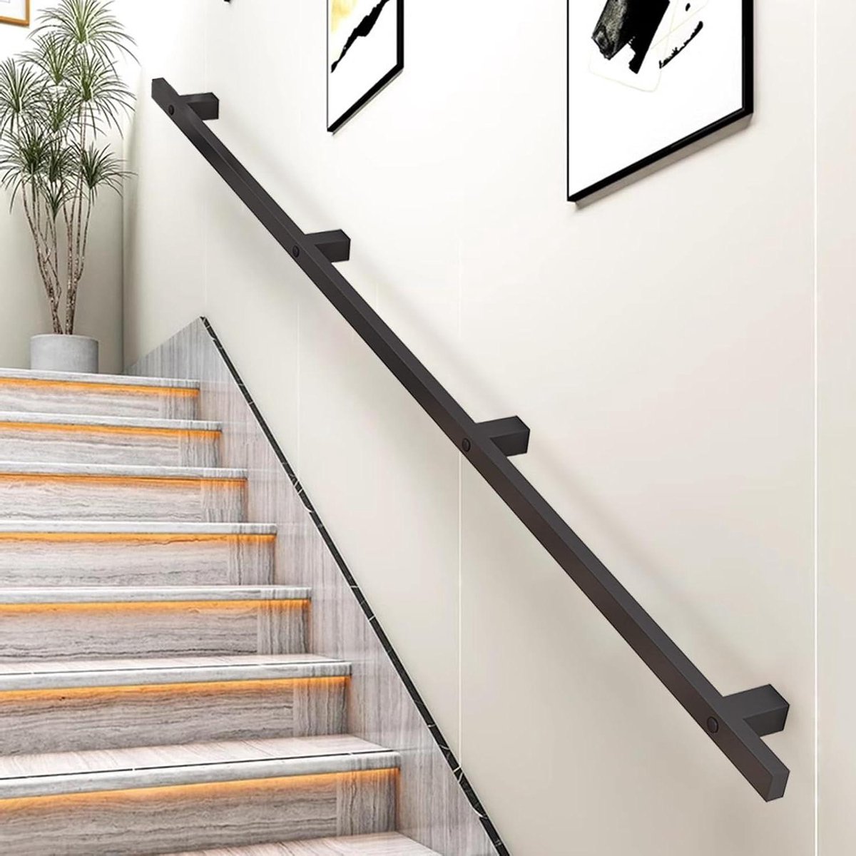 Metalen Leuning - Trapleuning Beugel - Veilig Traplopen - Smeedijzeren Design - 280cm - Zwart