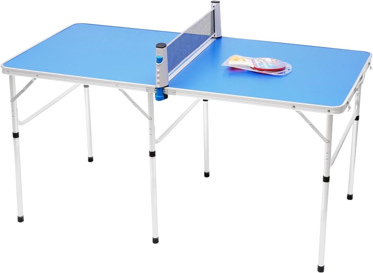 Opvouwbare Tafeltennistafel - Tafeltennis Tafel Buiten - Sport en Spel - Ruimtebesparend Inklapbaar - 152 x 76 cm - Blauw Zilver