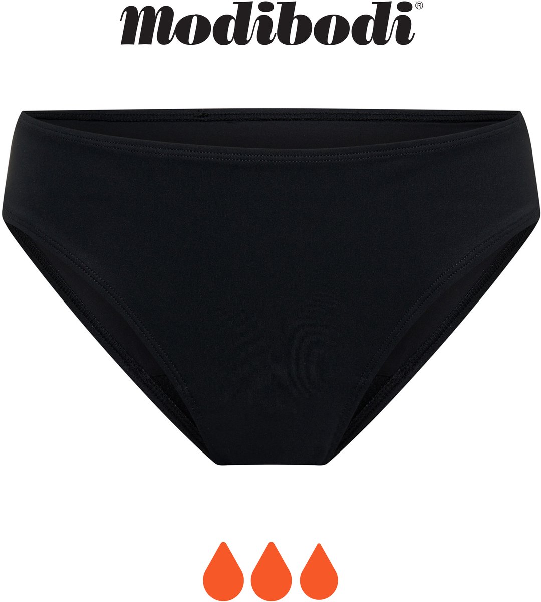 Modibodi Menstruatie Zwemkleding Super Absorberend Dames Zwem Bikinibroekje Zwart 40