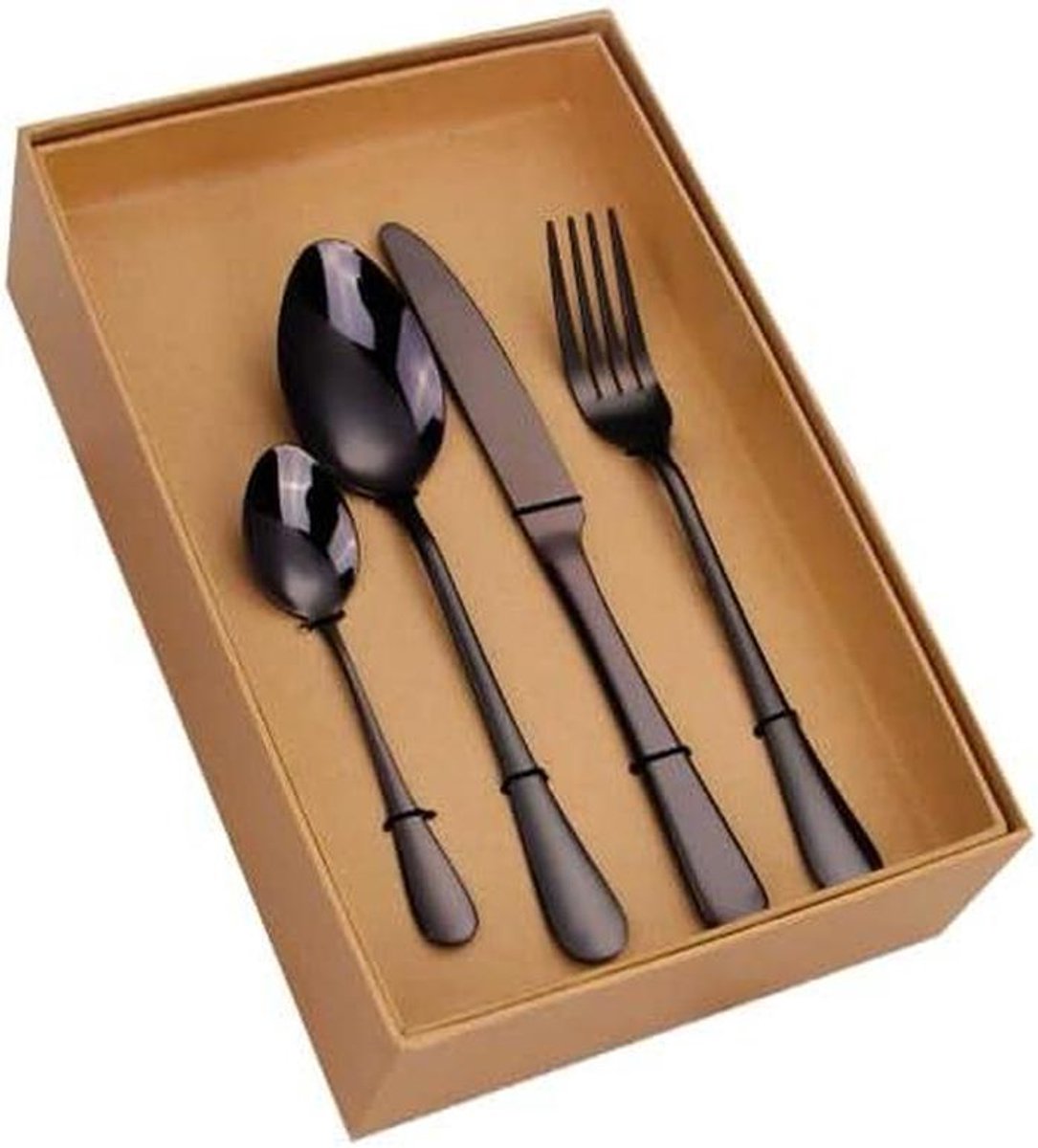Bestekset 24-delig - Gouden servies - Elegante maaltijd - Gladde randen - 24 stuks - Goudkleurig