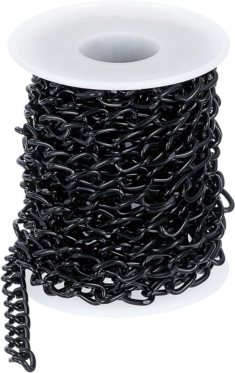 Schakelketting Aluminium - Ketting op rol - Knutselen en decoratie - Niet-gelast ontwerp - 5 meter - Zwart