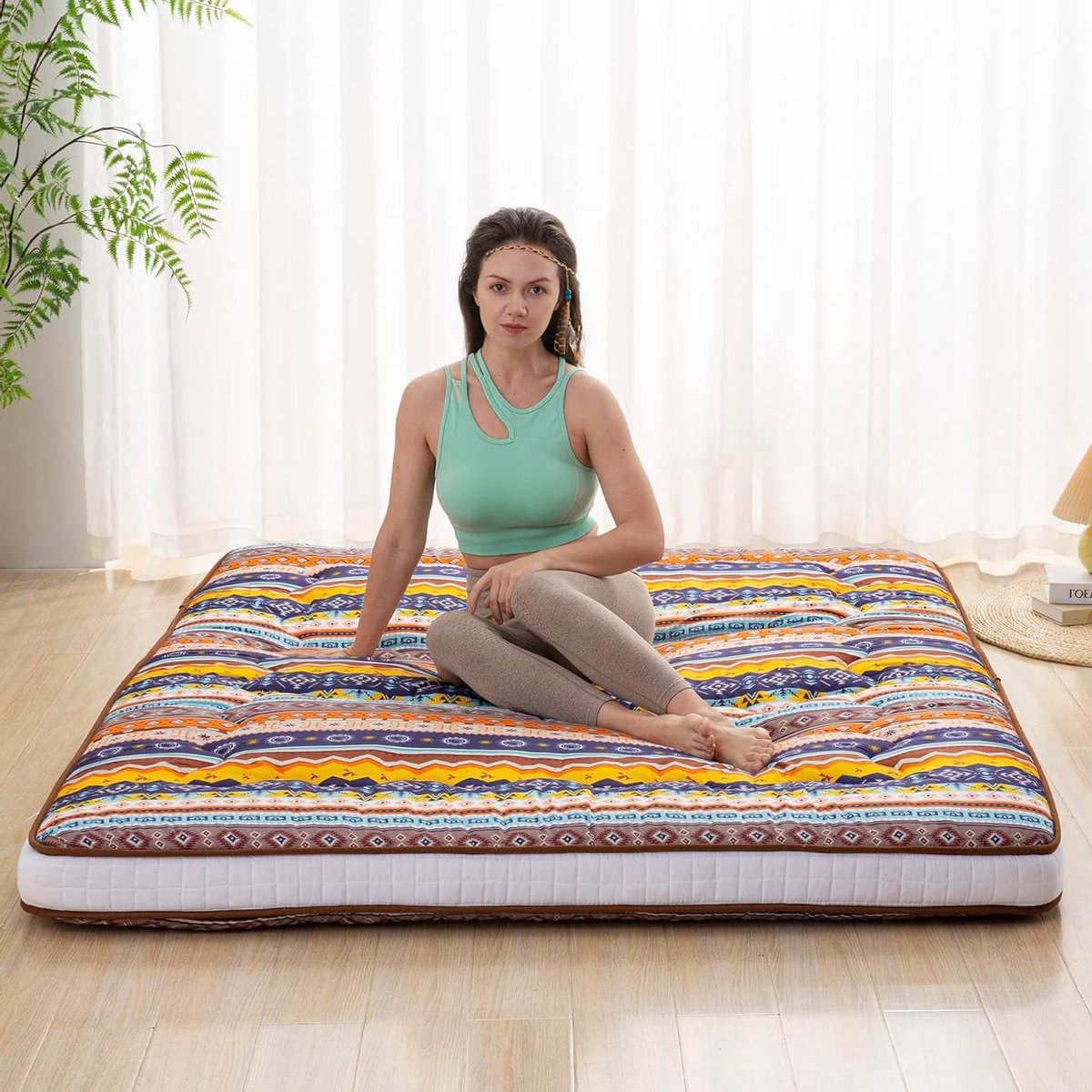 Japanse Vloer Matras - Opvouwbaar Bed - Logeren Reizen Yoga - Extra Dik Traagschuim