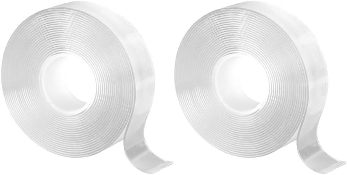 Dubbelzijdig transparant plakband, extra sterke nano-tape voor tapijt, fotowand en keuken, waterdicht, 2 m x 5 cm x 0,5 mm
