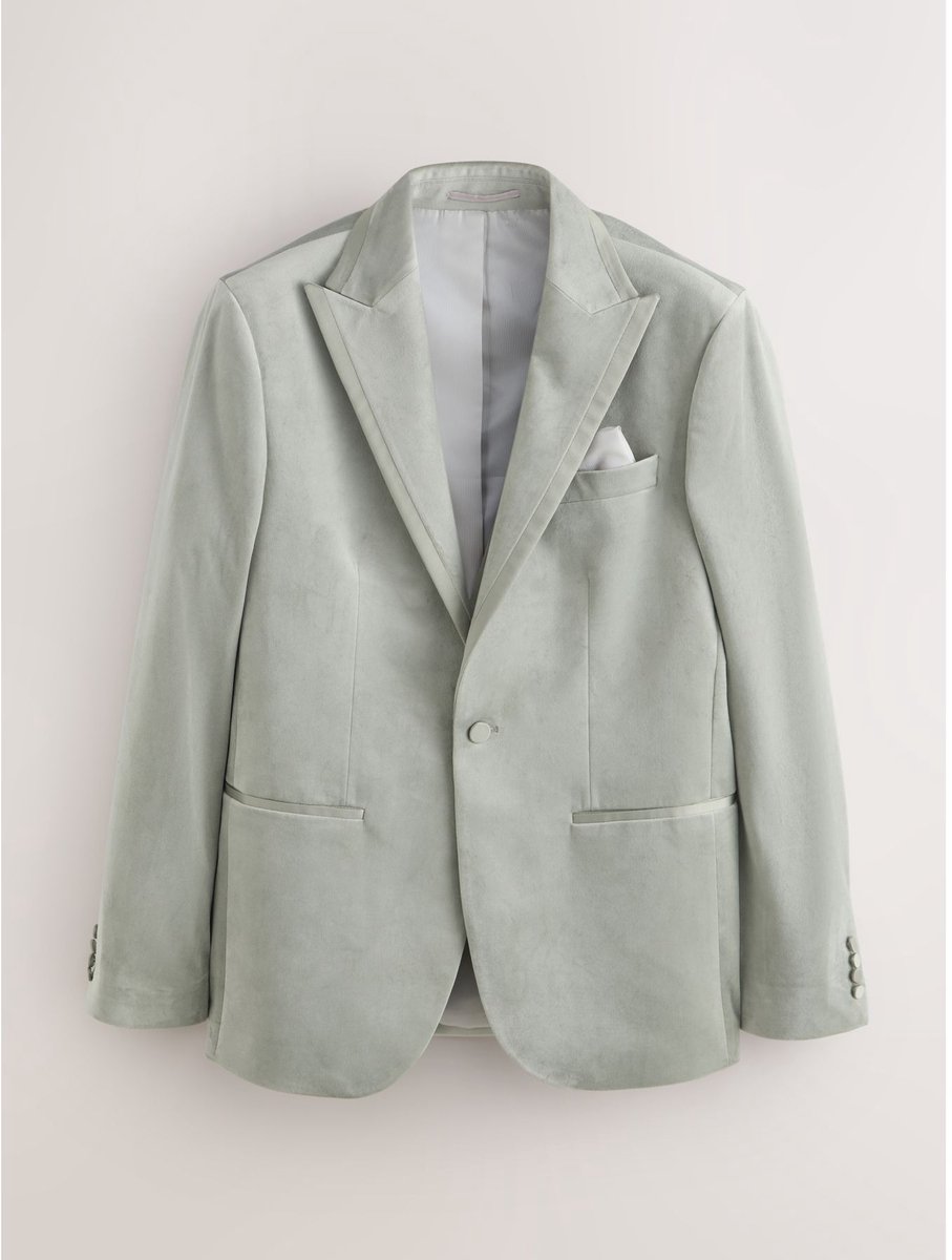 Next - Heren - Fluwelen blazer, slim-fit - Regular - Groen
