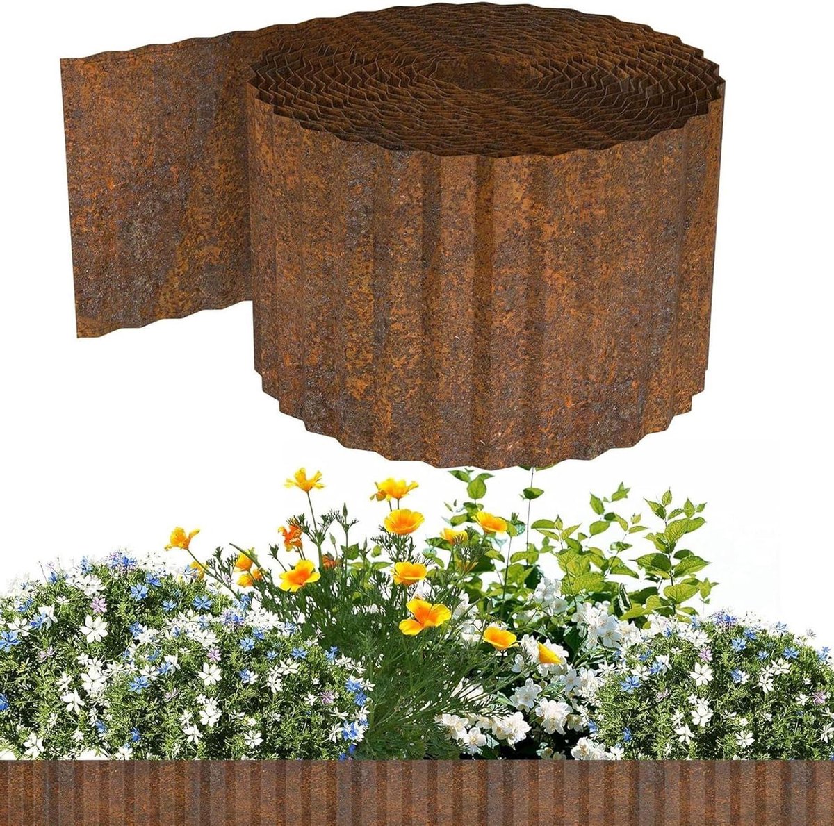 Tuin Border Afscheiding - Grasrand Begrenzing - Tuin Verfraaien - Authentieke Roestuitstraling - 10 Meter - Roestkleur