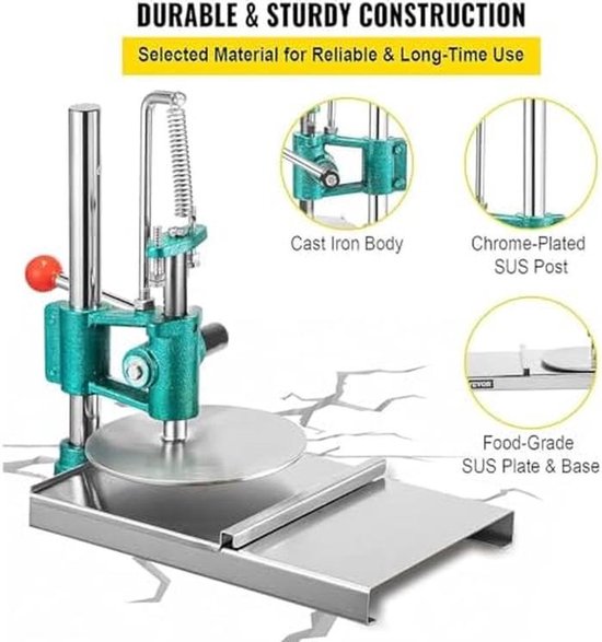 Deegroller Persmachine - Pastamachine Deegvel - Bakken en Pizza Maken - Roestvrij Staal - 20 cm - Zilver van Merkloos — afbeelding 2