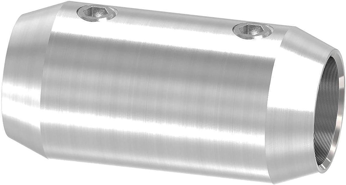 Roestvrijstalen Koppelstuk - Verbinder Staaf - Industriële Installaties - V2A Roestvrijstaal - Ø12mm - Zilverkleurig