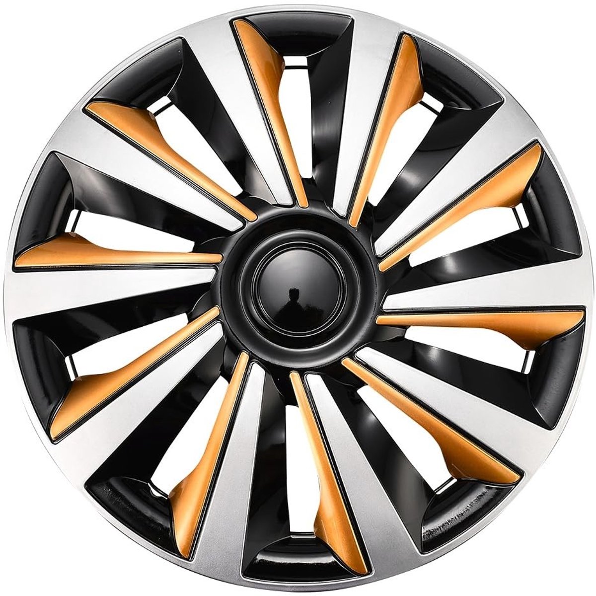NTHProducts - Wheel Trims - Hubcaps Set van 4 - Geschikt voor 13-16 Inch - Goud Zilver Zwart - Tuning Accessoires - Stijlvolle Velgen