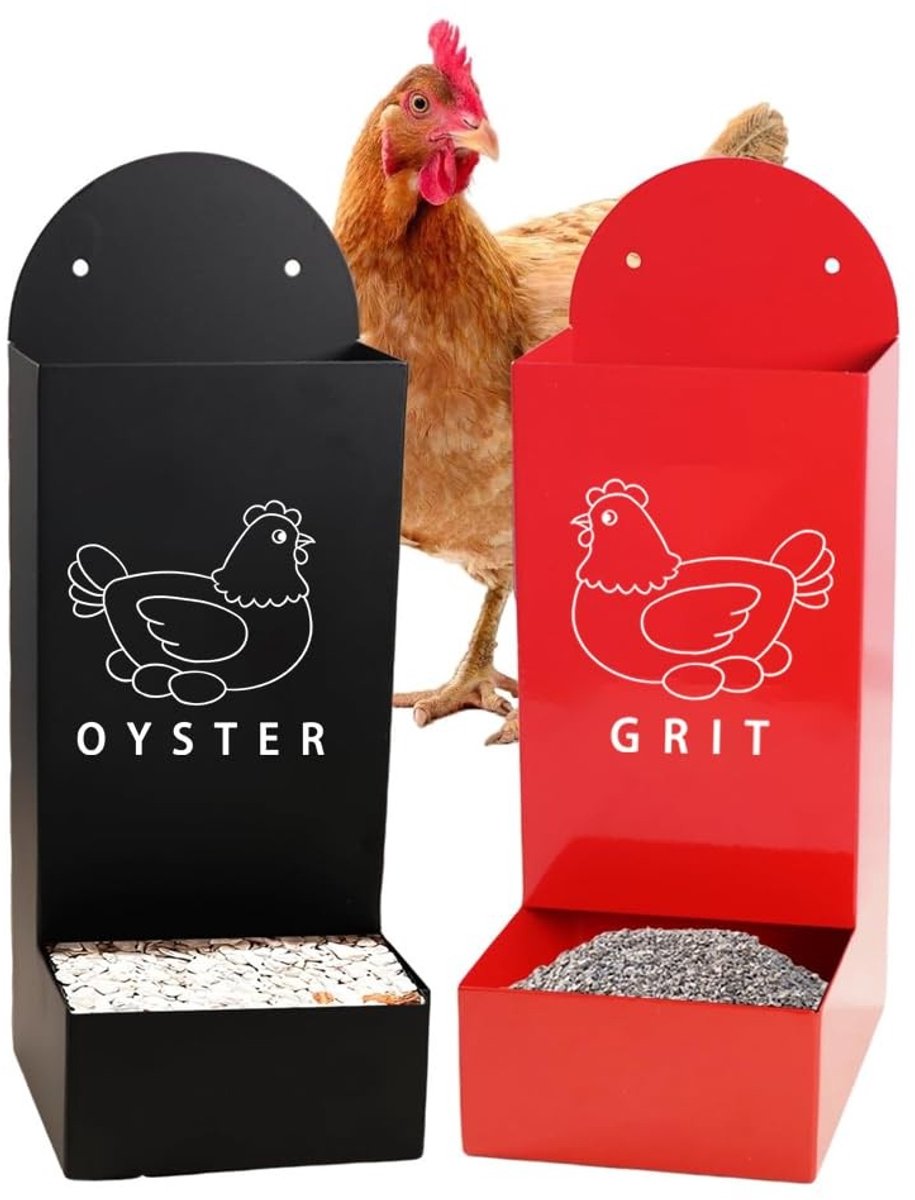 NTHProducts - Automatic Chicken Feed Spreader - Voedselverspreider - Handig en gebruiksvriendelijk - Rood en zwart - Geschikt voor kippen, eenden en pl...