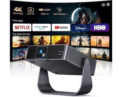 Draadloze mini beamer met autofocus en 360° draaibare voet
