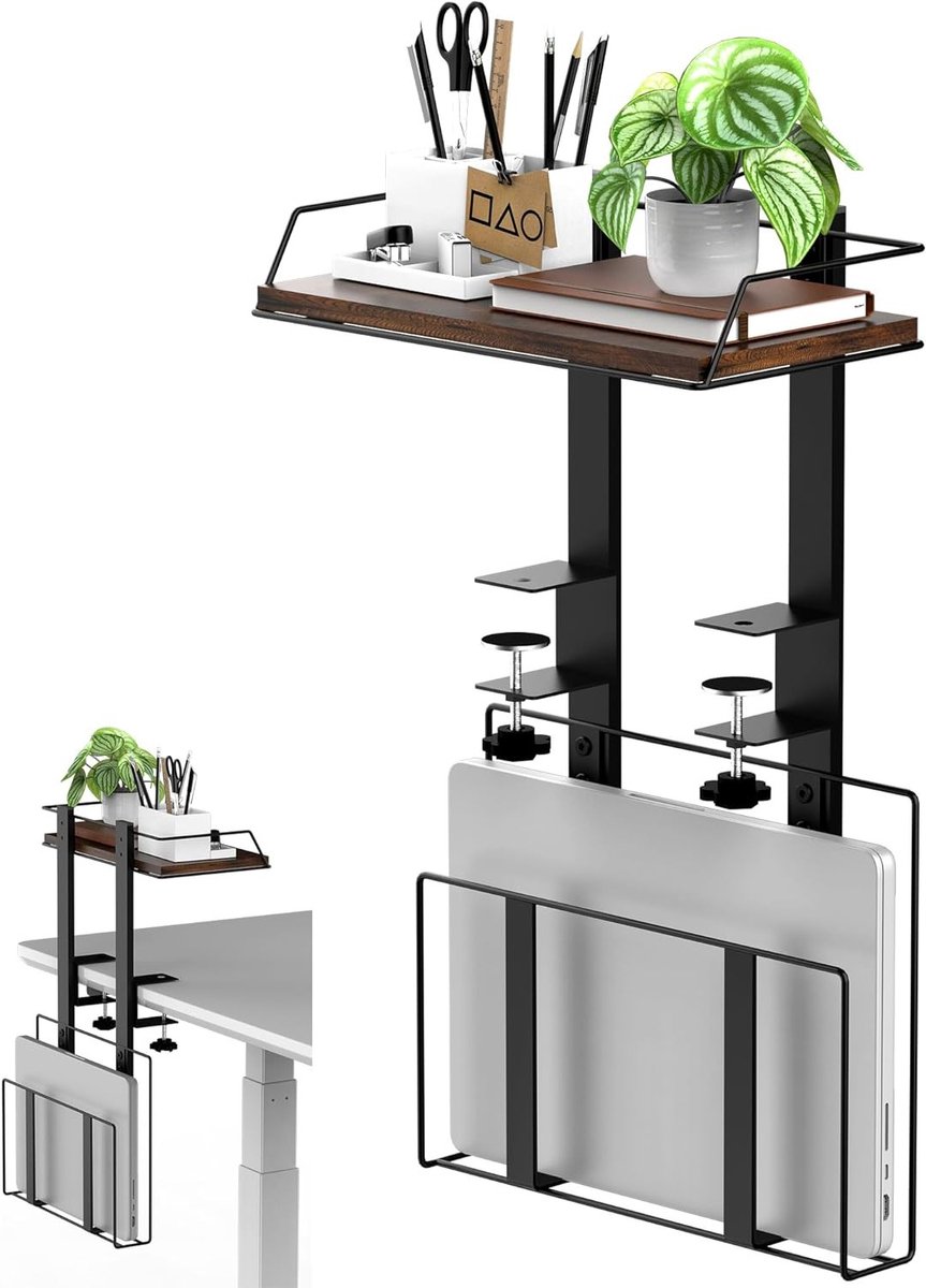 Onderste Bureau Organizer met Kabelbeheer, Verstelbare Opbergtray voor Boeken, Kantooraccessoires en Gaming Accessoires