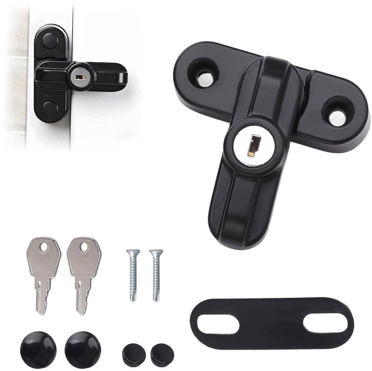 Allecto - Window Locks - Sash Jammer - Sterke Anti-Diefstal - Zwart - Aluminium Veiligheidslock - Geschikt voor PVC - Beveiliging voor Ramen