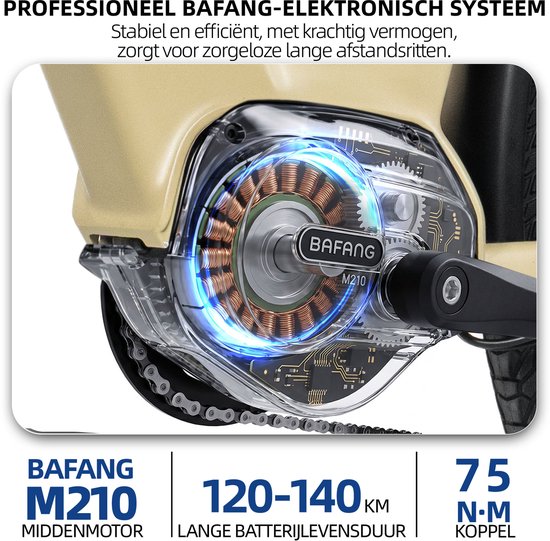 TTGO C7 SE Elektrische Fiets - 648Wh Lithium Accu - Actieradius tot 150 km - 36V 250W Middenmotor - Hydraulische Schijfremmen - 28×2.0 inch Banden - Shimano 9 Versnellingen - Aluminium Frame - LCD Display - Elektrische Stadsfiets– Zandgeel van TTGO — afbeelding 3