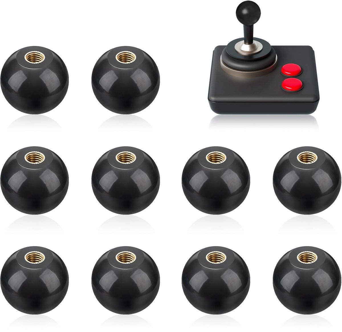 MTTProducts - M8 Ball Knop - Vervangingsknop - Robuust en Duurzaam - Zwart - M8 Binnen draad - Geschikt voor Machine Tools - 10 Stuks