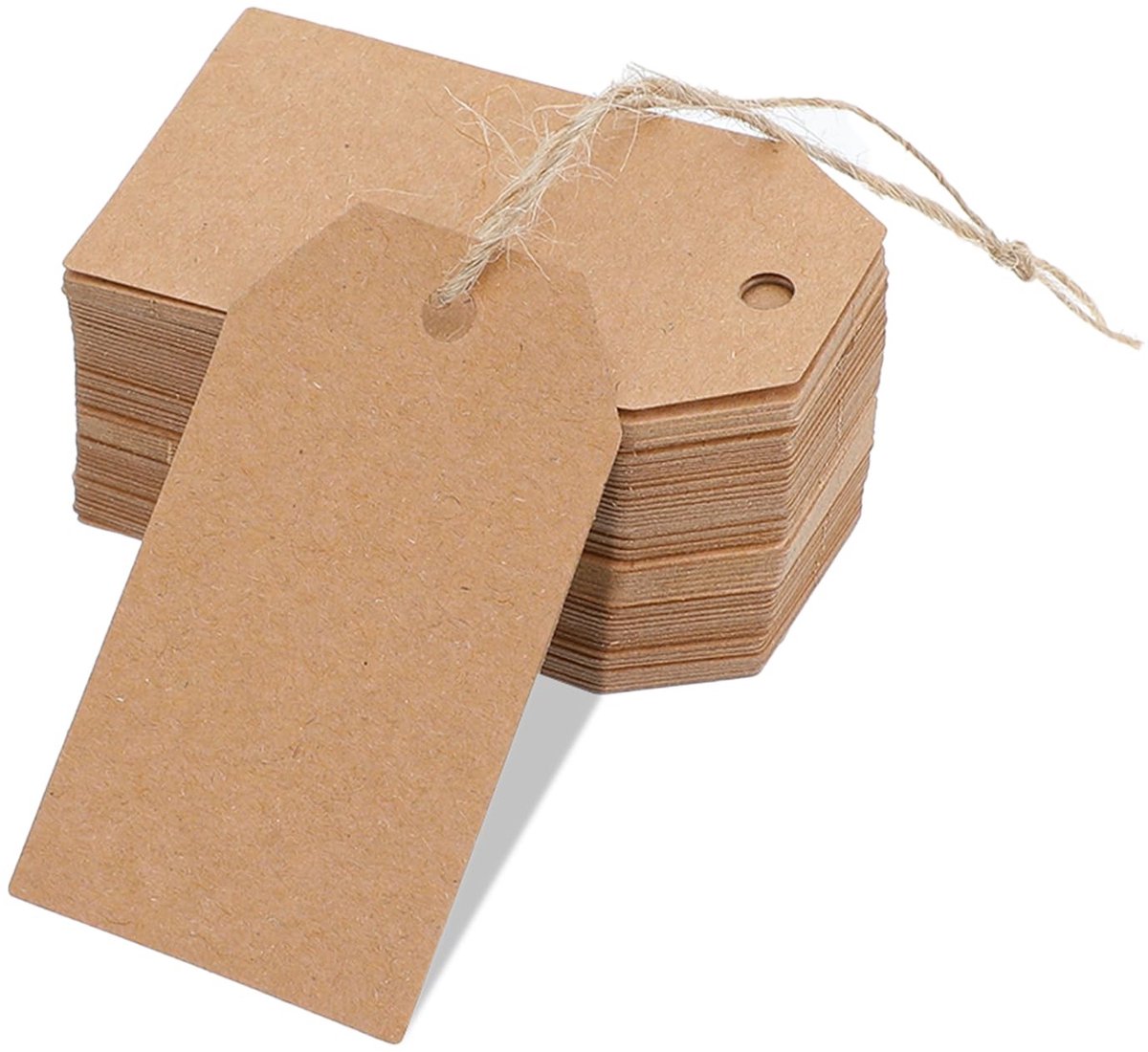 MTTProducts - Price Tags - Kraft Papier - 100 Stuks - 7x4cm - Label Hangers - Perfect voor Kleding en Cadeaus - Bruin