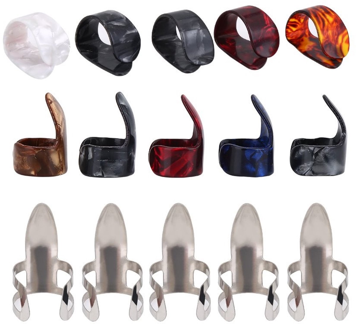 Byshayne - Guitar Finger Spots - Vingerplectrums - Vermindert Fingerschade - Universele maat - Voor musici - 15-delige set