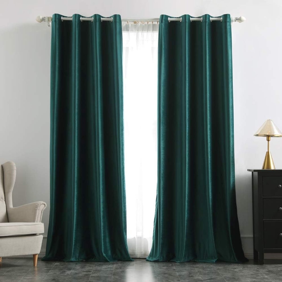 SPHProducts - Velvet Gordijnen - Luxe en Zachte Gemaakt - 260x200 CM - Mosgroen - Verduisterend - Perfect voor Slaapkamer en Woonkamer