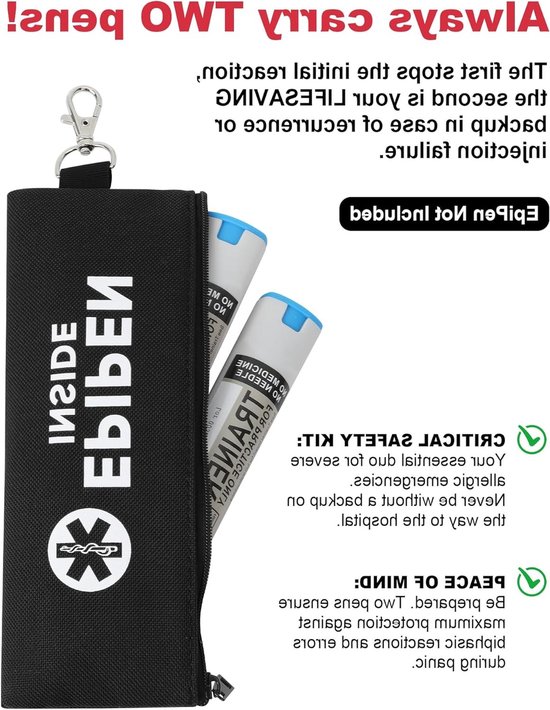 EpiPen Koeltas voor Reizen, Draagtas voor Medicijnen, Koeltas voor EpiPen, Fluorescent Zwart en Waterdicht — afbeelding 2
