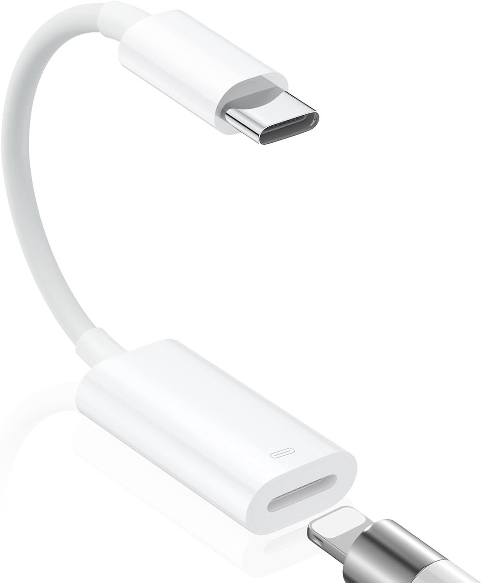 USB C naar L-ightning Adapter met DAC Chip, 3-in-1 Type C naar AUX Audio Headphones voor i-Phone 15 Pro Max Plus en i-Pad Mac-Book, Geluidskwaliteit Verbeteren, Compact en Handig