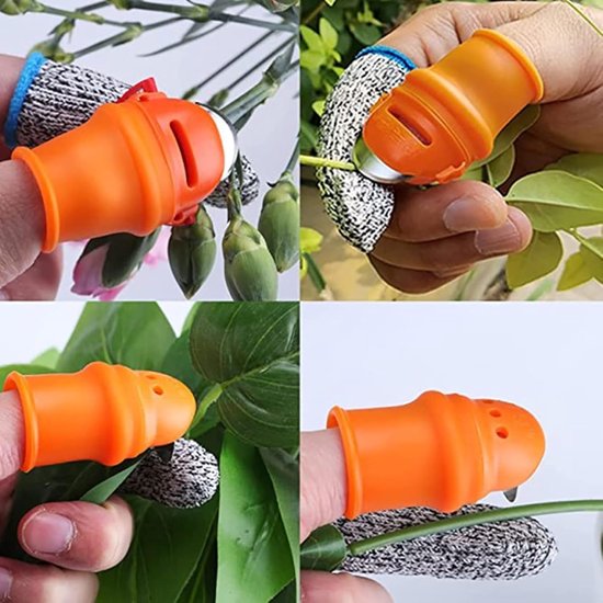 Oneay 12-delige siliconen duimmes snoeiset, siliconen duimmes oogstgereedschap, vingermes voor het snoeien van planten, fruit en groenten, tuingereedschap met vingerbescherming van Merkloos	 — afbeelding 3