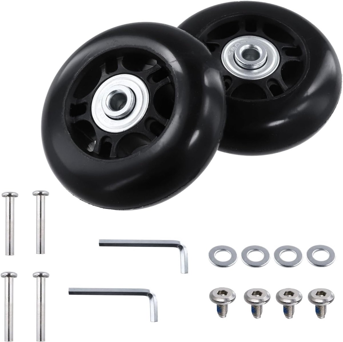 Set van 2 vervangende kofferwielen 70 x 24 mm, universele trolleywielen, slijtvast en stil, schokabsorberend, ideaal voor reizen