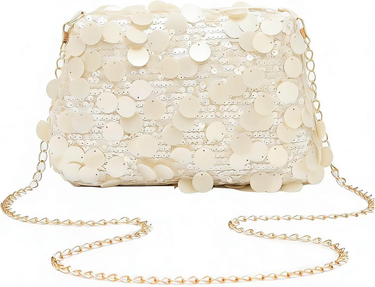 Glinsterende Crossbody Tas voor Dames, Verstelbare Schoudertas voor Feest, Prom en Bruiloft met Pailletten en Bling Effect