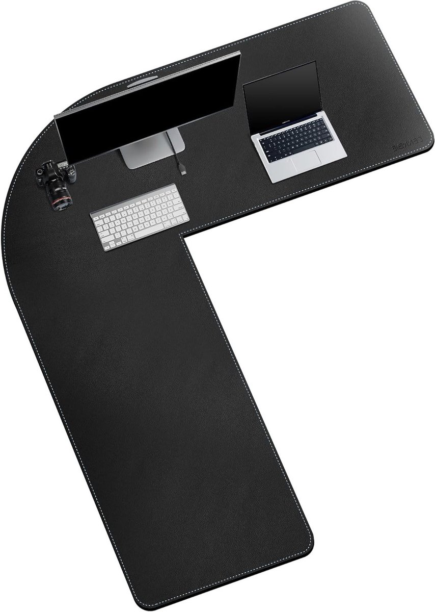 Omkeerbare L-vormige Bureau Mat, 59 x 170 x 50 cm Hoek Bureau Mat, Waterdichte Leer Muismat voor Gaming en Thuiswerk, Perfecte Accessoires voor Kantoor en Gaming Setup
