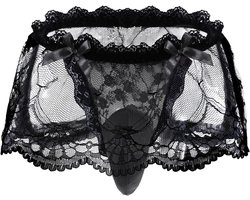 Sexy Sissy Panties voor Mannen - Transparante Kanten Slip met Mini Rok voor Crossdressers en Cosplay, Perfecte Erotische Ondergoed voor Nachtclubs en Lingerie Verzameling