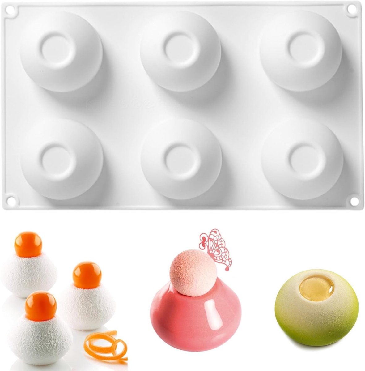 Siliconen Cakevorm met 6 Holes voor Chocolade, Pudding en Mousse in Sferische Vorm