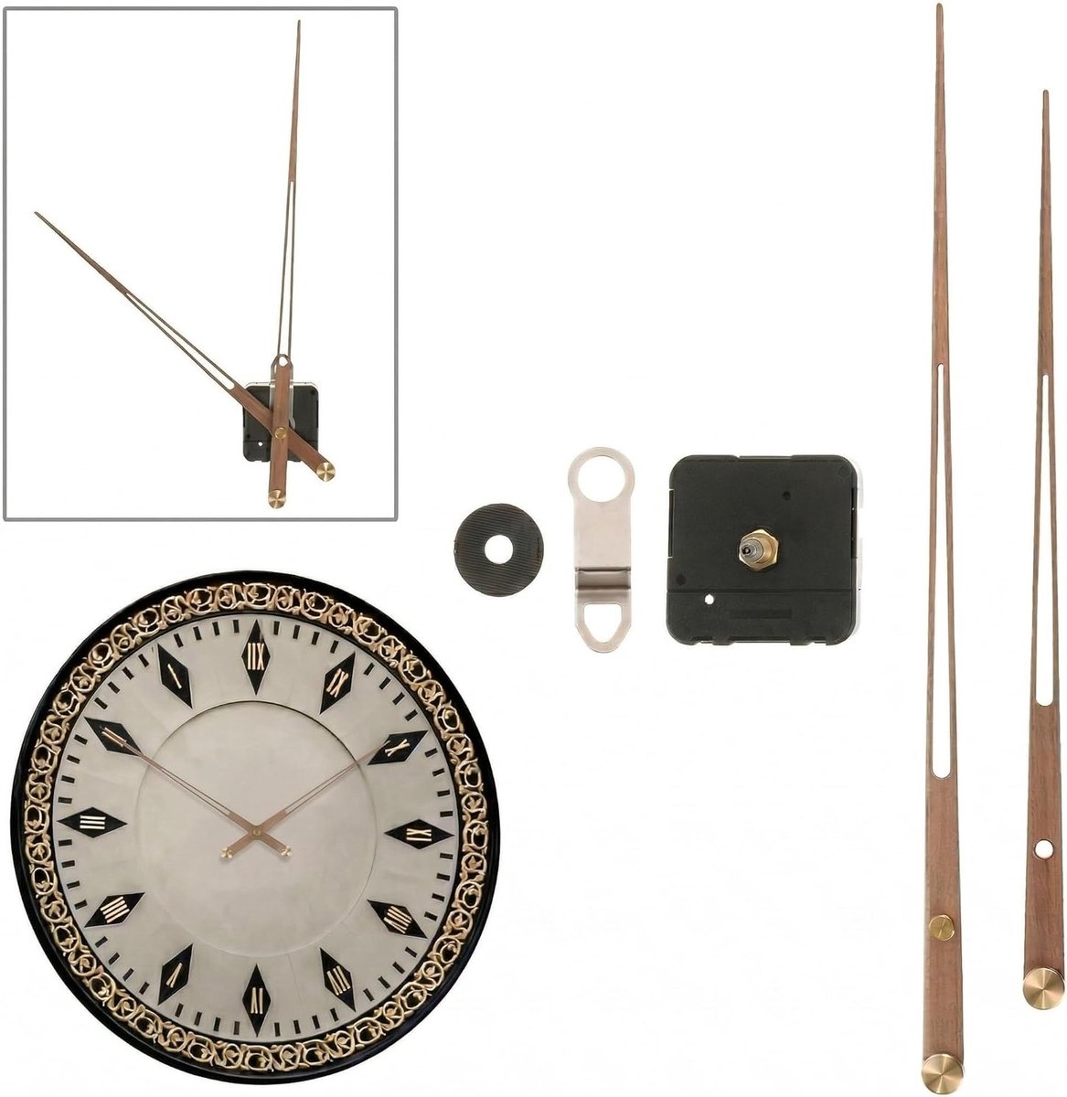 Houten Klok Mechanisme Set met Hoge Koppel Beweging en Vervangende Wijzers voor Wandklokken met Batterijvoering