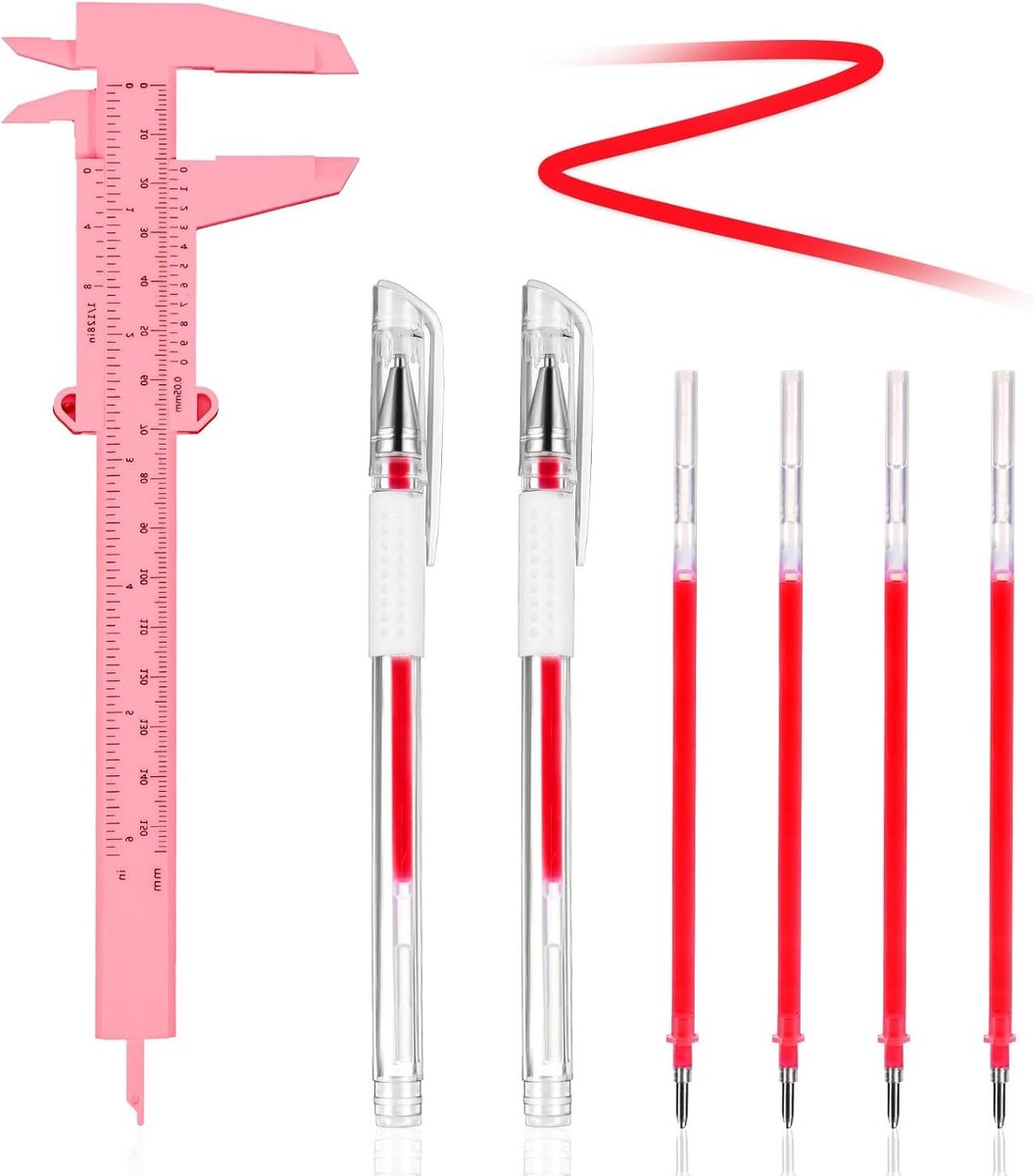 Microblading Skin Marker Set met 2 Positioneringspilaren, 4 Navullingen en 1 Eyebrow Ruler voor Precisie, Tattoo Sjabloon Pen voor Wenkbrauwen, Lippen en Lichaamskunst