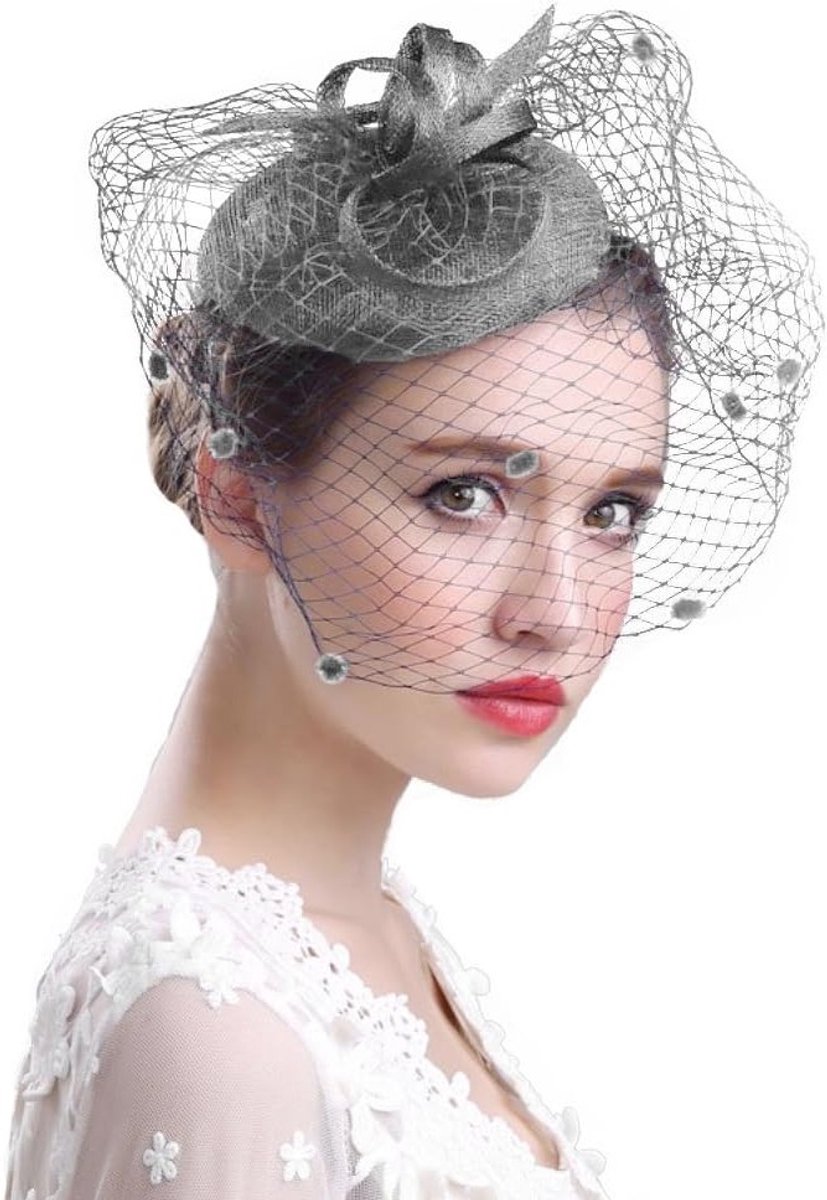 Elegante fascinator met sluier voor bruiloften, theepartijen en speciale gelegenheden - Haaraccessoire voor dames en meisjes