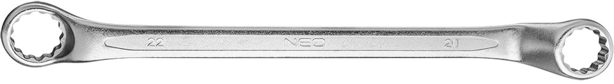 Neo DIN 838 - Gebogen Ringsleutel - 20 x 22 mm - Chroom-Vanadiumstaal - 45° Hoek