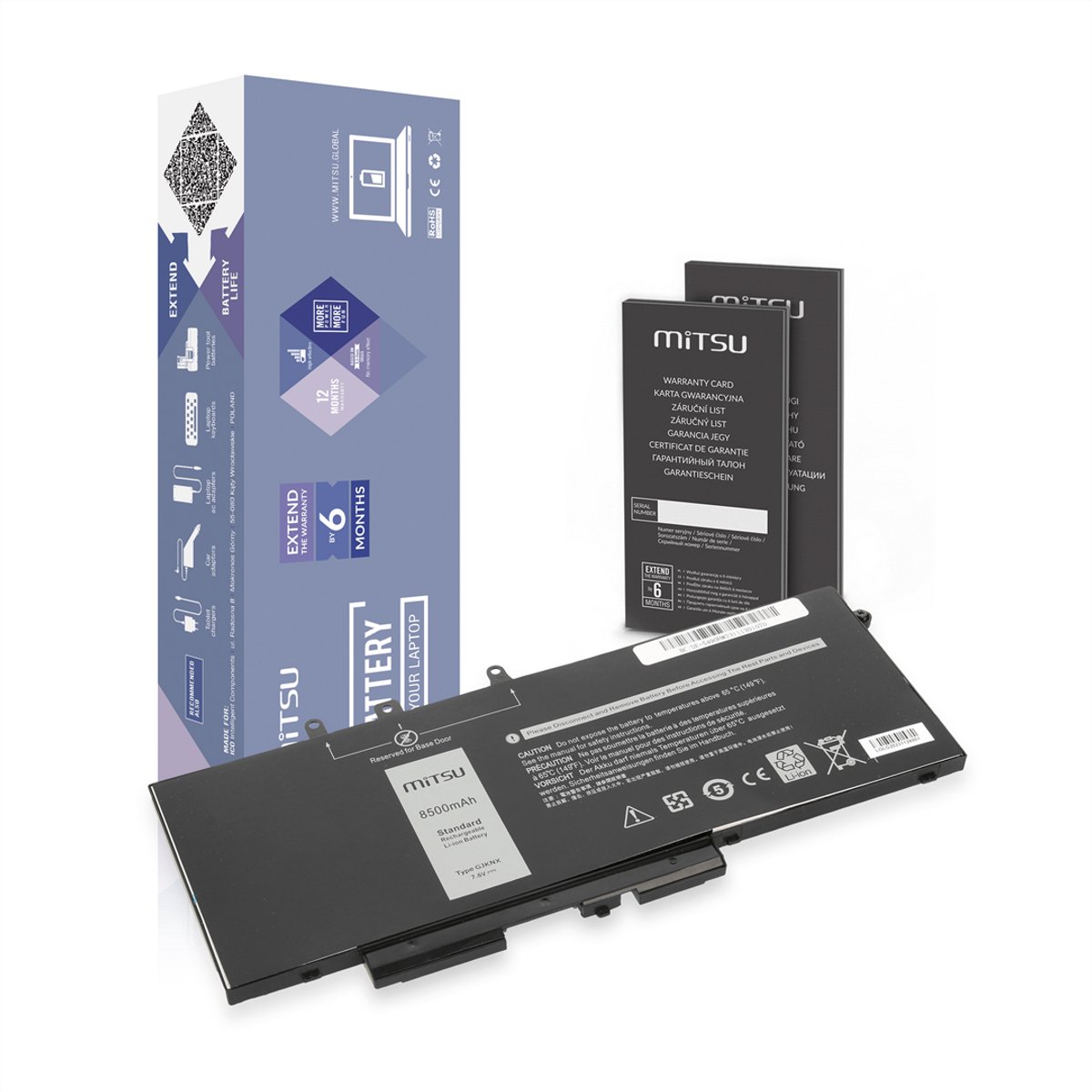 Mitsu Serie - Laptopbatterij - 8500mAh - Voor Dell Latitude 5280, 5480, 5490