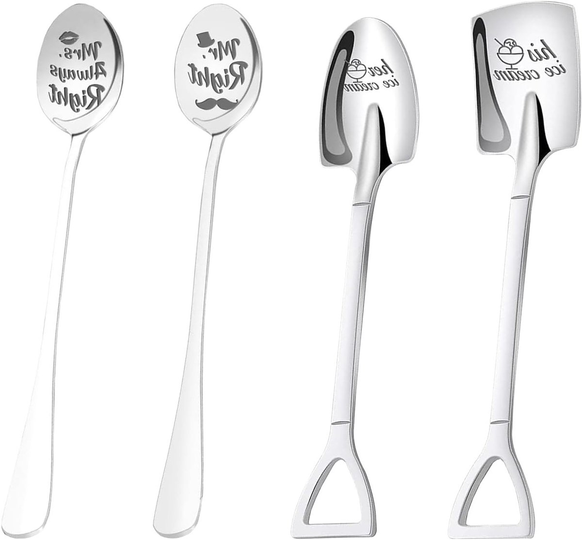 Elegante RVS Dessertlepel voor IJs en Toetjes - Gepersonaliseerde Gravure Leuke Geschenken voor Grootouders en Verjaardagen