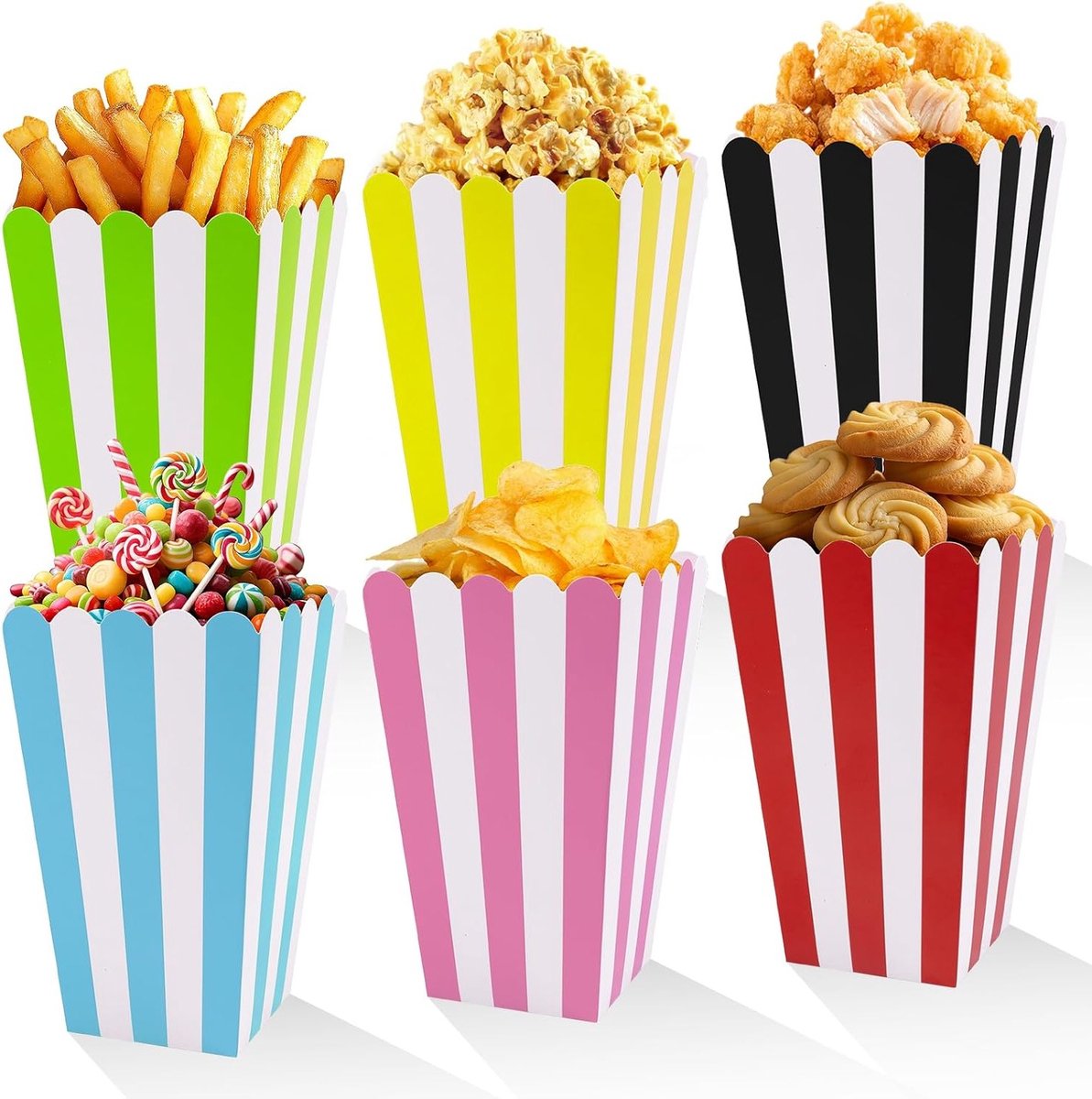Kleine Popcorn Dozen in 6 Kleuren - 60 Stuks Hittebestendige Popcornboxen voor Feestjes, Filmavonden en Verjaardagen