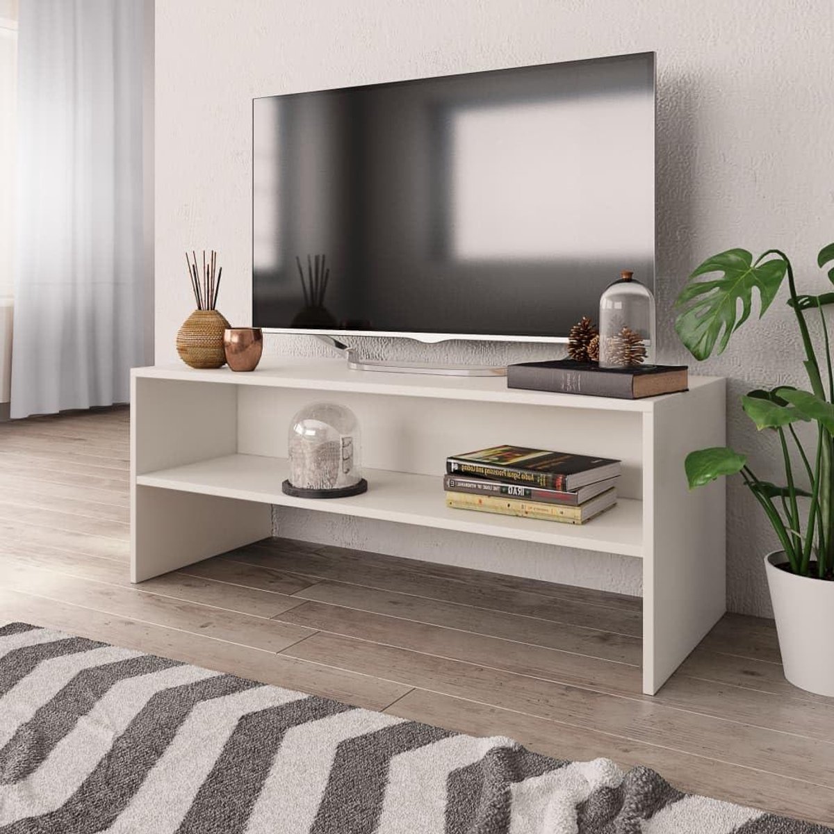 Tv tafel - Tv meubel - Media opslag - Tijdloos design - 100 x 40 x 40 cm - Wit