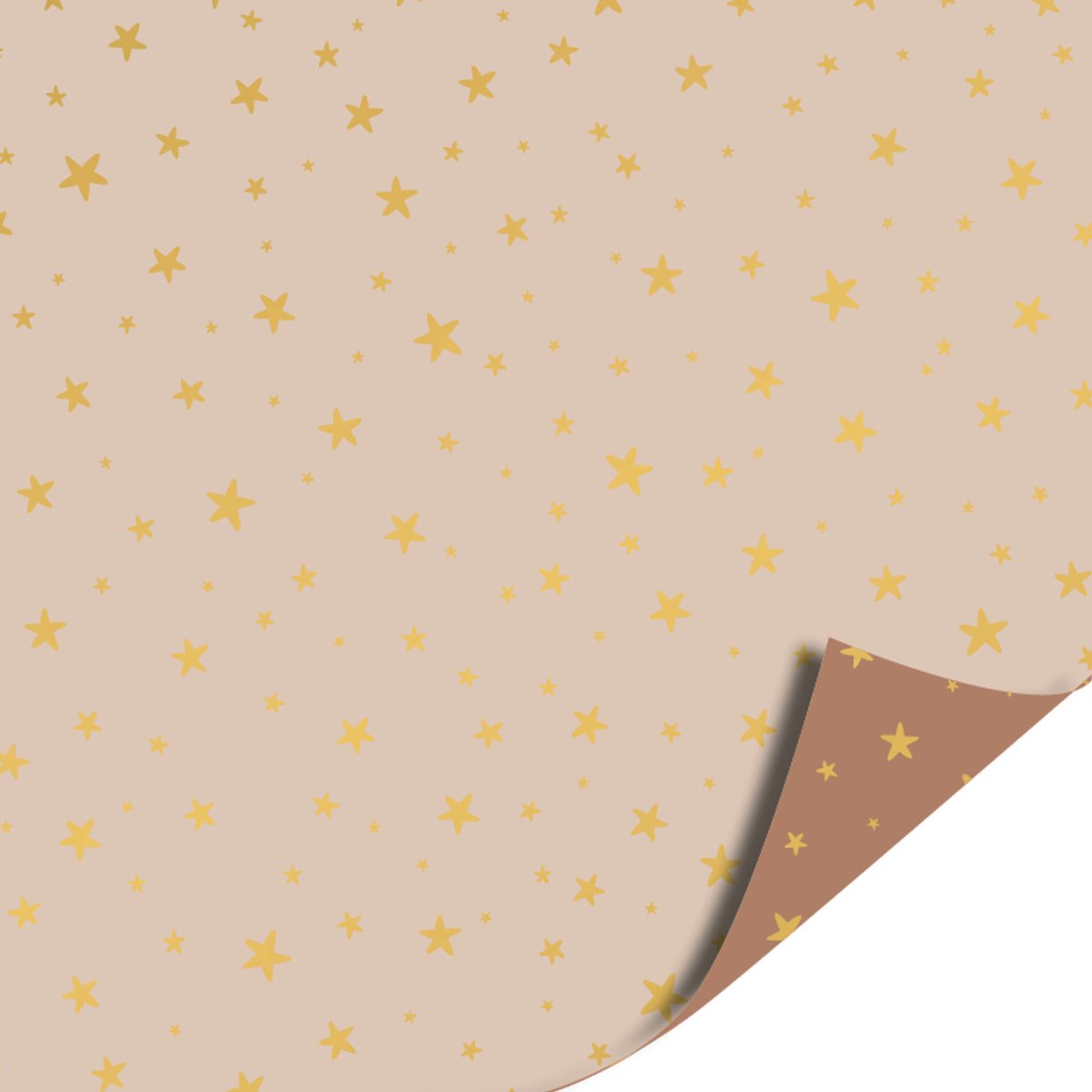 Cadeaupapier 70x200cm - Gele sterren - Beige Bruin