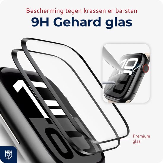 Rosso Smartwatch Protector Geschikt voor Apple Watch 11 / 10 46MM - 7H Tempered Glass Screen Protector - met Installatietray en Dust Removal - Horloge Beschermlaag - Case Friendly (2-Pack)