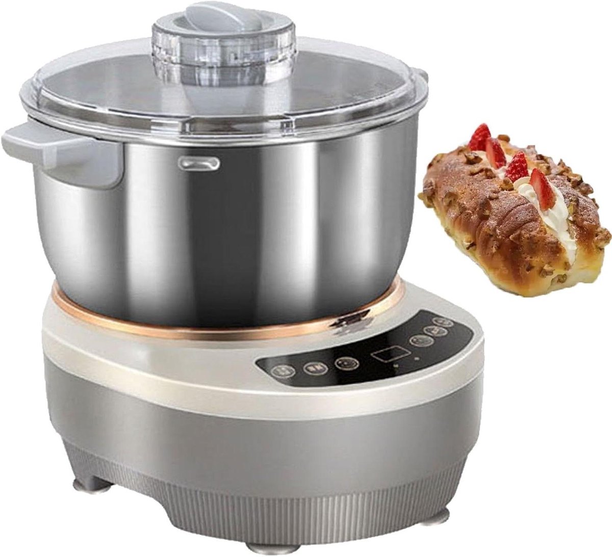 Deegmachine Elektrisch - Keukenmixer Automatisch - Brood Bakken Thuis - Intelligente Bediening - 5 Liter Inhoud - Grijs