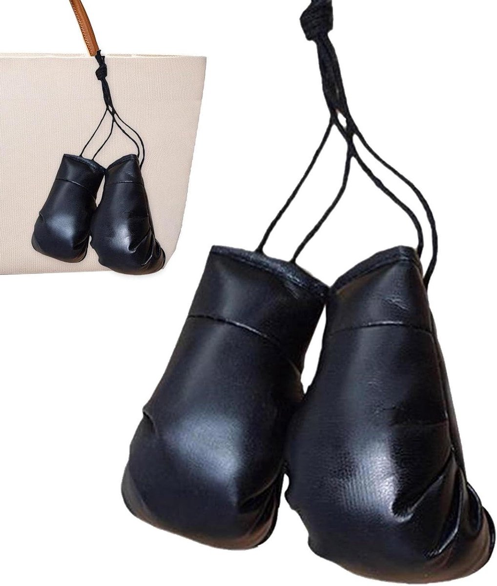 Mini Bokshandschoenen - Decoratie Hangers - Auto Interieur - Realistische Look - 2 Stuks - Zwart